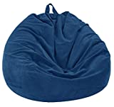 SANMADROLA Stuffed Animal Storage Bean Bag Chair Cover (No Beans) for Kids and Adults.Soft Premium Corduroy Stuffable Beanbag for Organizing Children Plush Toys or Memory Foam Large 300L(DarkBlue)