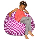 Posh Creations Bean Bag Chair for Kids, Teens, and Adults Includes Removable and Machine Washable Cover, 38in - Large, Pattern Chevron Purple and White