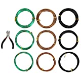Hedume 9 Roll Wire Kit, 3 Size Bonsai Tree Wire Anodized Aluminum Bonsai Training Wire with Cutter for Bonzai Trees Indoor (1.0 mm, 1.5 mm, 2.0 mm) 295' Total