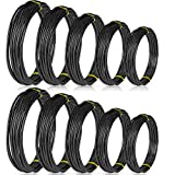 10 Rolls Bonsai Wires Anodized Aluminum Bonsai Training Wire in 5 Sizes - 1.0 mm, 1.5 mm, 2.0 mm, 2.5 mm, 3.0 mm, Total 164 Feet (Black)