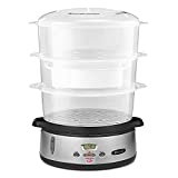 BELLA 9.5 QT Triple Tier Digital Food Steamer, Healthy Fast Simultaneous Cooking, Stackable Baskets for Vegetables or Meats, Rice/Grains Tray, Auto Shutoff & Boil Dry Protection, Stainless Steel