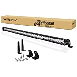 Willpower 38 inch 180W Spot Single Row 14400LM Off Road LED Fog & Driving Roof Bumper Light Bars 2 Style Mounting Brackets for Off Road ATV UTV Trucks Boat,12V 24V Waterproof