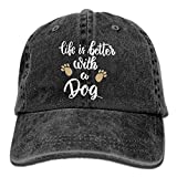 FUNINDIY Life is Better with A Dog Vintage Jeans Baseball Cap for Men and Women