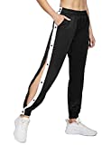 BALEAF Women's Tear Away Basketball Pants Active Workout Tapered Sweatpants with Pockets Black M