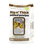 Petkin Pet Wipes – Big 'n Thick Extra Large Oatmeal Pet Wipes – Cleans Face, Ears, Body and Eye Area – Super Convenient, Ideal for Home or Travel- Wipes for