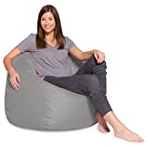 Posh Beanbags Big Comfy Bean Bag Posh Large Beanbag Chairs with Removable Cover for Kids, Teens and Adults Polyester Cloth Puff Sack Lounger Furniture for All Ages, 48in Extra, Solid Gray