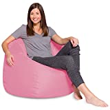 Posh Creations Big Comfy Bean Bag Posh Large Beanbag Chairs with Removable Cover for Kids, Teens and Adults Polyester Cloth Puff Sack Lounger Furniture for All Ages, 35in, Solid: Pink