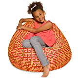 Posh Creations Big Comfy Bean Bag Posh Large Beanbag Chairs with Removable Cover for Kids, Teens and Adults Polyester Cloth Puff Sack Lounger Furniture for All Ages, 38in, Scrolls Red and Yellow
