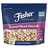 Fisher Toasted Sliced Almonds, 10 Ounces, Unsalted, No Preservatives, Naturally Gluten Free, Non-GMO, Keto, Paleo, Vegan Friendly