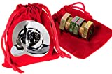 NUTCASE & EQUA Hanayama Brain Teaser Puzzles, with RED Velveteen Drawstring Pouches - Bundled Items