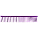 Chris Christensen 000 7.5 in. Greyhound Style Fine/Coarse Colored Butter Comb, Groom Like a Professional, Rounded Corners Prevent Friction and Breakage, Solid Brass Spin with Steel Teeth, Chrome Finish, Purple