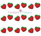 Set of 24 Royal Icing Edible Strawberry Decorations - Cupcake Topper by Sugar Deco