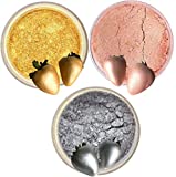 Edible LUSTER DUST for cake decoration 3 colors set for Fondant and food paint for strawberries wedding cake chocolate covered , petal dust, candy and more. (rosegold gold and silver)