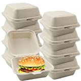CZWESTC 30 Pcs Biodegradable Clamshell To Go Boxes, Eco-Friendly Compostable Take Out Containers with Lid, Grease Proof Carryout Boxes for Restaurants, Parties, Home, Food Trucks, Meal Prep, Freezer and Microwave Safe (6 x 6)