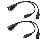 2 Pack OTG Cable Replacement for Fire Stick 4K, Compatible Samsung Galaxy, Amazon Fire TV, Compatible with LG HTC Android Phone Tablet Micro USB Host with Micro USB Power