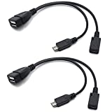 AuviPal 2-in-1 Micro USB to USB Adapter (OTG Cable + Power Cable) for Fire Stick, Playstation Classic and More - 2 Pack