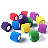 WePet Vet Wrap, Vet Tape Bulk Self-Adherent Gauze Rolls Non-Woven Cohesive Bandage First Aid for Dogs Cats Horses Birds Animals Strong Sports Tape 2 Inch x 12 Rolls (6 Colors)