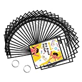 SUNEE 30 Packs Oversized Reusable Dry Erase Pocket Sleeves with 2 Rings, Black 10x14 Ticket Holders, Clear Plastic Sheet Protectors, Teacher School Classroom Supplies