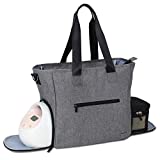 Teamoy Breast Pump Bag, Pumping Bag Tote with Pocket for Breast Pump, Cooler Bag, Laptop(Up to 14'') and More, Perfect for Working Moms, Dark Gray (Bag Only)