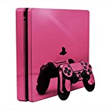 Pink Chrome Mirror Vinyl Decal Faceplate Mod Skin Kit for Sony PlayStation 4 Slim (PS4S) Console by System Skins