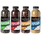 Black Jewell Hulless Popcorn, Variety Pack with Original Black, Crimson, Native Mix, Blue Ribbon White Kernels for Popping. Pops White, Non-GMO, All Natural Snack with Antioxidants, Whole Grain, Gluten Free, Gourmet, Vegan, 15oz (Pack of 4)