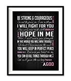 Be Strong and Courageous, Breast Cancer Awareness Encouragement Art Print, Unframed, Pink Survivor Bible Verse Scriptures Poster Gift for Her, 5x7 inches