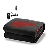 Zone Tech Car Travel Blanket – Black Premium Quality 12V Automotive Polar Fleece Material Comfortable Seat Blanket Great for Winter, Cold Days and Night Road Trips