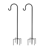 ZEPELOFFY 48 Inch Outdoor Shepherds Hooks 2 Pack, 5 Prongs Base Shepards Hook for Hanging Plant Stand, Bird Feeder, Lanterns, Wind Chime