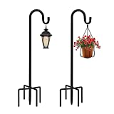 JOYSEUS Shepherd Hooks 2 Pack - 48 Inches High 1/2 Inch Thick Adjustable Rust Resistant Shepards Hooks for Outdoor Solar Lights, Lanterns, Flower Basket, Bird Feeder.