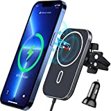 Magnetic Wireless Car Charger, 360Adjustable Magnetic Air Vent Mount Compatible with MagSafe Car Charger, Compatible with iPhone 14/13/12 Pro Max Plus Mini(Caseless), Mag Safe Case(with Car Adapter)