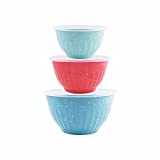 The Pioneer Woman Cheerful Juliette Melamine Mixing Bowls with Lids (Set of 3 Bowls with 3 Lids)