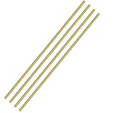 PGCOKO 4Pcs Solid Round Brass Rod Lathe Bar Stock Kit for DIY Craft Tool, 1/8 inch in Diameter 12 inch in Length