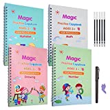 Magic Reusable Practice Copybook for Kids,Magic Reusable Practice Copybook,Practice Copybook for Age 3-5 Calligraphy Simple Hand Lettering (Exercise book four sets)