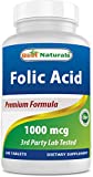 Best Naturals Folic Acid 1000 mcg (Vitamin B9), 240 Tablets (1000 mcg)