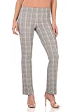 Rekucci Women's Ease Into Comfort Straight Leg Pant with Tummy Control (4, Oatmeal Prince of Wales)