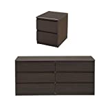 Tvilum Scottsdale 2 Piece 6 Drawer Double Dresser and 2 Drawer Nightstand Set in Coffee