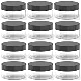 1 Ounce Plastic Cosmetic Jars Leak Proof Clear Container with Lid for Cream, Lotion, Powder, ointment, etc, 12 Pcs.