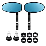 KEMIMOTO Motorcycle Handlebar Bar End Mirror, Rearview Motorcycle End Bar Mirror Universal 7/8" Handle Round Anti Glare, Compatible with Most Motorcycle, E-bike, Scooters, ATV, UTV (Blue Lens)