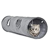 LeerKing 12 inch Collapsible Cat Tunnel Pet Toys Cat Play Tunnel Crinkle Tunnel with Ball Kitty Hideaway for Fat Cat Rabbits Puppy, L