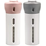 CHIVENIDO 4 in 1 Travel Dispenser, 2Pcs 4-in-1 Liquid Dispenser for Shampoo and Conditioner, Refillable Travel Size Bottles Set (Pink+Gray)