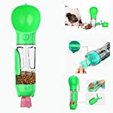 PAWIT Dog Water Bottle Portable Pet Water Bottle for Walking Leak Proof 4 in 1 Portable Pet Travel Water Dispenser for Drinking and Eating Combo Cup for Cats and Puppy Food-Grade Material (Green)