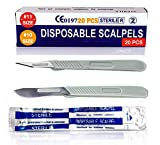 MedHelp Disposable Scalpels #10 + 11 ● Box of 20 Disposable Dermaplaning Blades with Plastic Handle, Scalpel Blades, High Carbon Steel Dermablade Blades Individually Wrapped Sterile