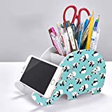 Elephant Pencil Holder Cell Phone Stand Desk Organizer Cute Office Multifunctional Decoration Accessories Pen Supplies Storage Box Stationery Desktop Mobile Phone Bracket (Cute Panda)