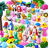 WITALENT 60 Pcs Animal Erasers for Kids Pencil Erasers Puzzle Erasers Take Apart Erasers 3D Mini Erasers Treasure Box Toys for Classroom Rewards Prizes Carnivals Desk Pets for Kids Gifts