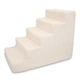 Best Pet Supplies USA Made Pet Steps/Stairs with CertiPUR-US Certified Foam for Dogs & Cats Lambswool, 5-Step (H: 22.5")