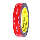 Double Sided Tape, 3M Heavy Duty Mounting Tape, Waterproof VHB Foam Tape, for Indoor Outdoor Car LED Strip Lights, and Home Office Decor (Black，1/2 in x 15.6ft