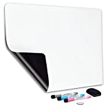 Magnetic Dry Erase Whiteboard Sheet for Fridge 19x13 in - with Stain Resistant Technology - Includes 3 Fine Tip Markers & Big Eraser with Magnets - Refrigerator White Board Planner & Organizer