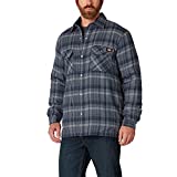 Dickies mens Sherpa Lined Flannel Shirt With Hydroshield Jacket, Dark Navy/Dark Denim Plaid, Small US