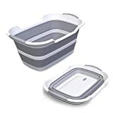 ddLUCK Multi-Functional Collapsible Dog Bathtub with Drainage Hole, Portable Foldable Small Pets Bathtub, Washing Tub Bathing Tub for Puppy Small Dogs Cats (Gray)