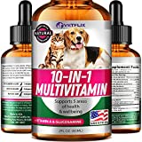 Vetflix Pet Vitamins 10-in-1 Made in USA - Natural Glucosamine for Dogs & Cats, Essential Multivitamin Blend for Pet Joint Health, Longevity, Gut & Immune Health - All Ages, Breeds and Sizes 2 fl oz